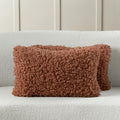FUTEI Rust Decorative Throw Pillow Covers 12x20 Inch Set of 2,Soft Fluffy Faux Wool Fur Boucle Textured Lumbar Pillow Case,Modern Home Decor for Couch Bed Living Room Office