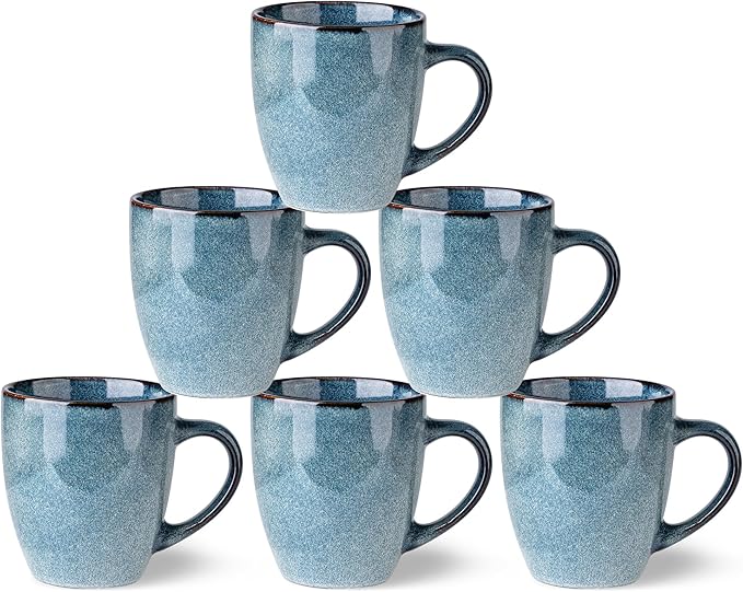 GBHOME Ceramic Coffee Mugs Set of 6, 12oz Stoneware Coffee Mugs Set For Dad Mom Women MEN, Light Weight Coffee Cups for Latte/Tea/Beer/Hot Cocoa, Dishwasher & Microwave Safe
