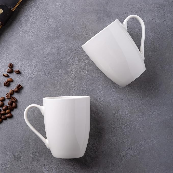 GBHOME 12 oz Coffee Mugs Set of 6, Off White Mugs with Large Handle for Man, Woman, Dad, Mom, Light Weight Coffee Mugs for Latte/Cappuccino/Cocoa/Milk, Dishwasher & Microwave Safe