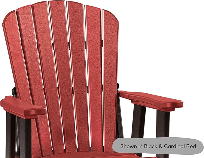 DutchCrafters Slat Fan Back Poly Adirondack Swivel Glider Outdoor Patio Chair (Black & Aruba Blue)