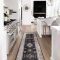 RUGGABLE Washable Vintage Runner Rug – Verena Dark Wood 2.5x12, Stain-Resistant, Non-Slip Hallway Runner – Machine Washable Rug for Hallway, Entryway, Living Room & Kitchen–with Standard Pad