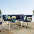 Modway Riverside Outdoor Furniture, 6-Piece Set, White Navy