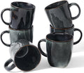 famiware Coffee Mugs Set of 6, Ocean Square 13oz Coffee Cup Set with Handle for Cocoa, Milk, Hot Chocolate, Tea, Water, Stoneware Cups for Kitchen, Microwave and Dishwasher Safe, Deep Forest