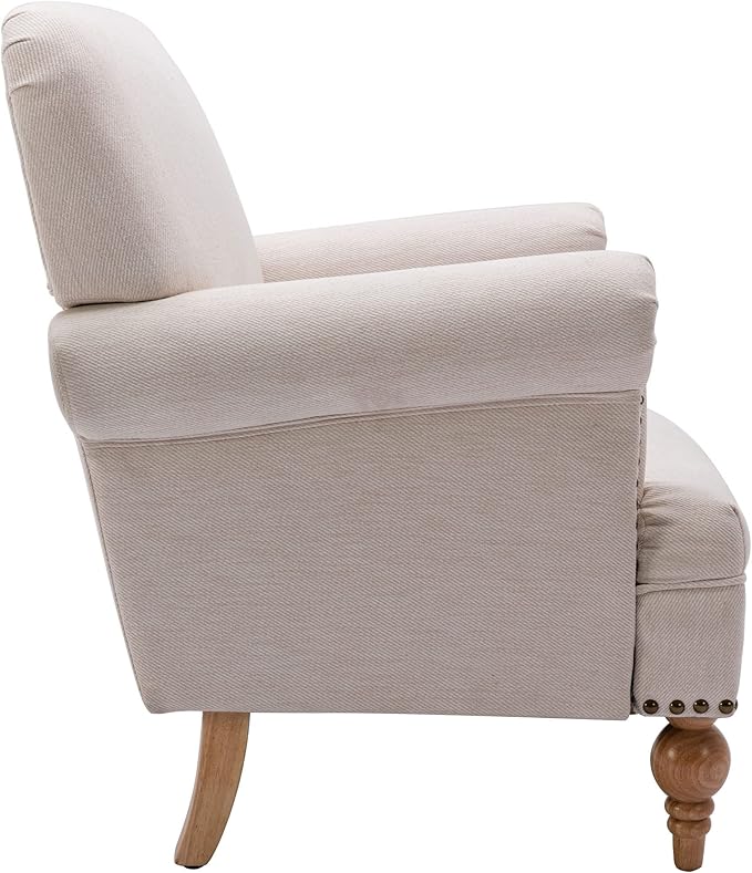 DM Furnitue Modern Accent Chair Comfy Arm Chairs Comfy Upholstered Lounge Chair Single Sofa Couch for Bedroom/Living Room, Cream