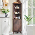 RedLemon 68" Tall Corner Cabinet, Modern Fluted Storage Cabinet with Adjustable Shelves, Curved Profile Design, Space Saver for Bathroom, Living Room, Kitchen, Walnut
