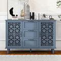 Sideboard Buffet Cabinet with Storage - Accent Storage Cabinet American Furniture, Modern 2 Door 3 Drawer Cabinet, Farmhouse Wood Credenza for Living Room, Dining Room, Entryway (Blue)