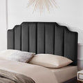 Headboard Queen, Velvet Upholstered Tufted Headboard with Modern Vertical Channel Design, Elegantly Curved Soft Padded Queen headboard only, Easy Installation, Darkgray