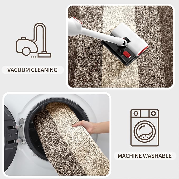 Kitinjoy Indoor Outdoor Door Mat, 32x20 Non-Slip Absorbent Dirt Trapper, Low-Profile Washable Inside Entrance Front Floor Mat, Sturdy Soft Entry Doormats for Entryway, Light Brown