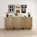 Sideboard Buffet Cabinet with Storage, Natural Freestanding Floor Cabinet Farmhouse Sideboard with 2 Fluted Doors Wooden Hallway Cabinet Media Console Table Credenza for Living Room Dining Room, 3PCS