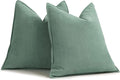 ZWJD Dusty Green Pillow Covers 26x26 Set of 2 Chenille Throw Pillow Covers with Elegant Design Soft and Luxurious Decorative Throw Pillows for Couch, Bed, and Home Decor