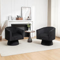 Swivel Accent Chair Set of 2, Modern 360° Swivel Barrel Chair, Corduroy Upholstered Single Sofa for Living Room, Bedroom(Black)