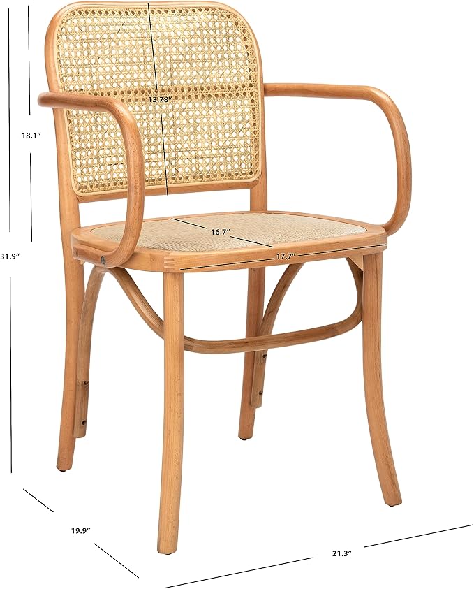 Safavieh Home Keiko White and Natural Cane Dining Chair