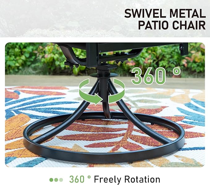Sophia & William Outdoor Swivel Metal Chairs Set of 4, Patio Dining Chairs with Cushions, Strong Capacity Furniture Set for Garden Backyard Support 300lbs