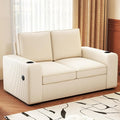Furnimart 58" Wide Plush Loveseat, 2-Seater Sofa with Dual-Port USB Charger & Cup Holders, Corduroy Fabric, Modern Accent Couch for Small Spaces, Apartment, Living Room(Corduroy-Beige)