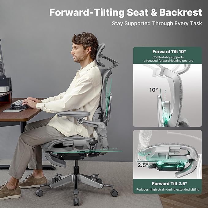 HINOMI H2 Pro Premium Ergonomic Office Chair - Comfy Home Office Desk Computer Chair with Adjustable Back Support, Swivel Wheels, Flip-up Arms, Comfortable Mesh Seat for Desk Work (Pink)