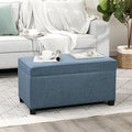 Adeco 31 Inches Storage Ottoman Bench, Non-Folding End of Bed Foot Rest Stools Ottoman with Thicker Foam Padded Seat, Upholstered Storage Chest for Living Room, Entryway, Bedroom