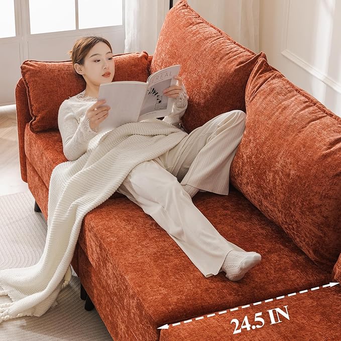 104'' Modular Sectional Sofa with All Seats Storage, Oversized U Shaped Couch for Living Room,3-Seater Comfy Cloud Couches with Movable Ottoman,Big Sectional for Bedroom,Velet,Orange