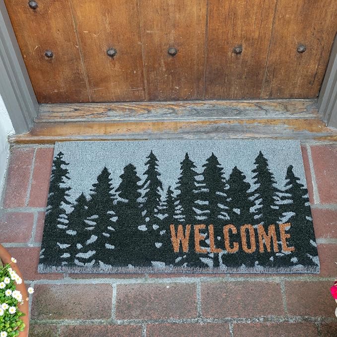 KAF Home - 17 x 30 Coir Doormat - Welcome Pine Trees