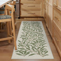 RUGGABLE x Morris & Co Machine Washable Runner Rug – Pure Willow Boughs Green 2.5x7, Stain-Resistant, Non-Slip – Washable Rug for Hallway, Entryway, Living Room & Kitchen–with Standard Pad
