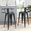 HAOBO Home Metal Bar Stools Set of 2 Low Back Counter Height Barstools 30" Industrial Barstool Patio Stool Metal Kitchen Stools Bar Chairs for Indoor Outdoor