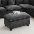 35‘’ Modern Chenille Cloud Sofa Ottoman,Rectangle Ottoman for Modular Sectional Sofa, Dark Grey