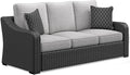 Signature Design by Ashley Beachcroft Casual Nuvella Weather Resistant Fabric Outdoor/Indoor Sofa with Cushion and 2 Toss Pillows, Black & Light Gray
