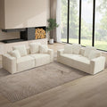 WILLOVE Modular Sectional Sofa Set, Chenille Cloud Couch with Wide Armrests & 8 Pillows, Deep Seat Couches for Living Room, 4-Seater Beige