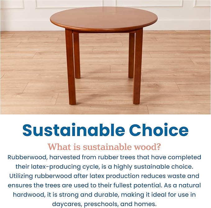 ECR4Kids 30in D Round Hardwood Table with 22in Legs, Kids Furniture, Dark Walnut