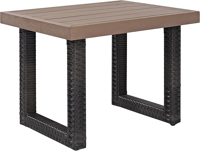 Crosley Furniture Beaufort Beaufort All Weather Rattan Wicker Outdoor Side Table for Patio, Deck, Porch, Brown