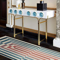 RUGGABLE x Jonathan Adler Machine Washable Modern Runner Rug – Op Art Teal 2.5x7, Stain-Resistant, Non-Slip – Washable Rug for Hallway, Entryway, Living Room & Kitchen–with Cushioned Pad