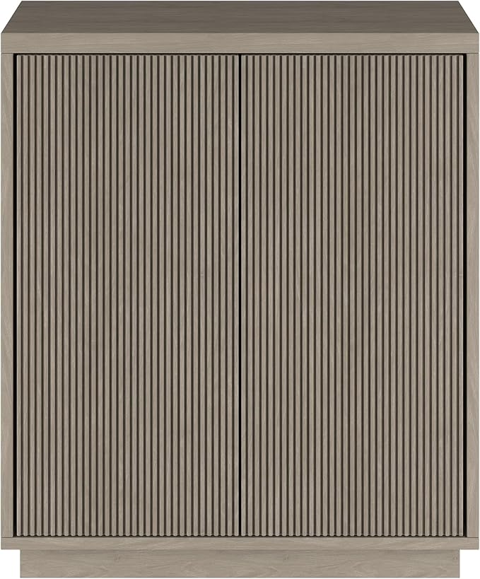 Henn&Hart 28" Fluted Wooden Accent Cabinet, Modern Ribbed Sideboard Buffet Cabinet with 2 Doors and an Adjustable Shelf for Living Room, Dining Room, Bedroom or Entryway, Antiqued Gray Oak
