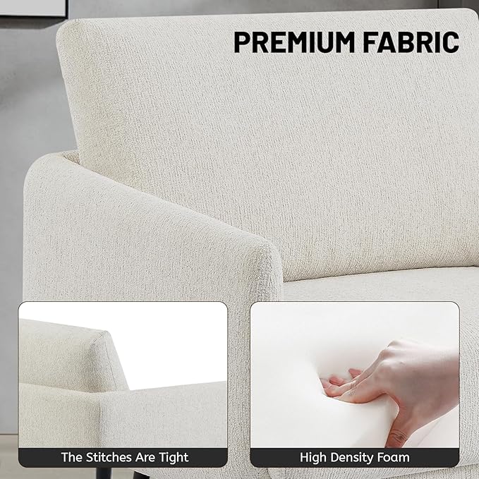 Oversized Accent Chair for Living Room Chairs Reading Arm Chair Comfy Modern Single Sofa Side Chairs with Metal Legs & Soft Cushion for Bedroom, Waiting Room (Chenille Oatmeal, Set of 2)