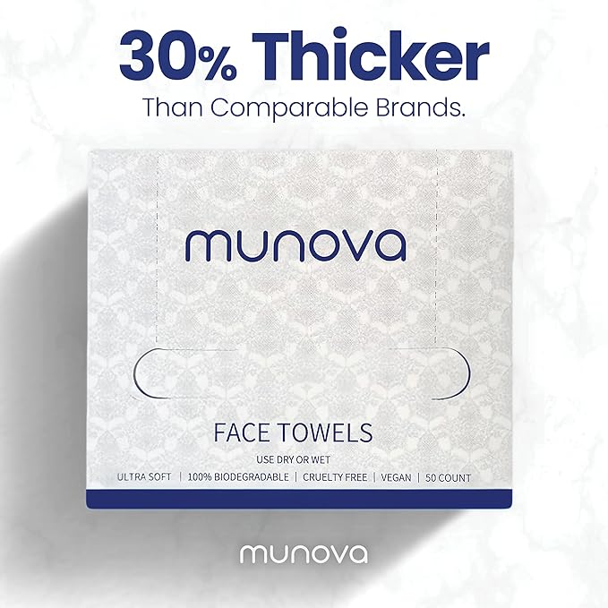 Disposable Face Towels, Biobased Face Towel, Makeup Remover Dry, Absorbent, Lint-free and Ultra Soft Facial Cloth for Sensitive Skin CleansingWipes, 50 Ct, 1 Pack