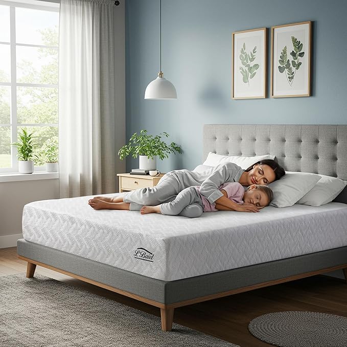 L’Baiet 8 Inch Gel Memory Foam Mattress, King Size - Bed in a Box - Medium Firm - Breathable Cooling-Gel Comfort Technology - Pressure Relief Comfy Support Soft Fabric Cover - CertiPUR-US Certified