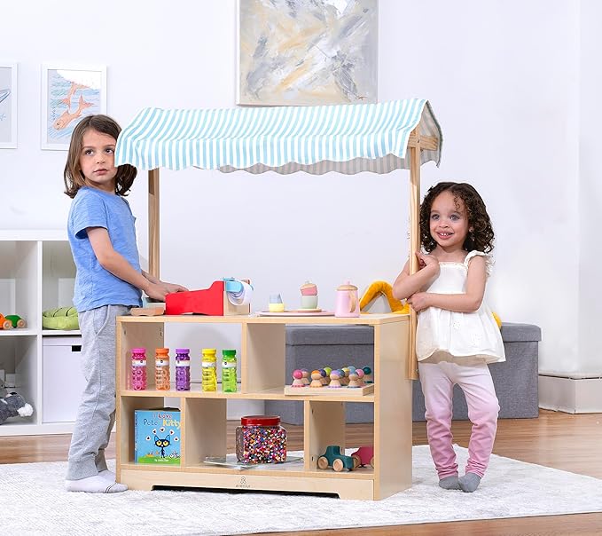 Avenlur The Holly Wooden Market Shelf and Stand – Versatile Kids' Storage & Play Furniture, Sturdy Wood Construction, Perfect for Toys, Books & Imaginative Play