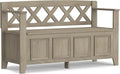 SIMPLIHOME Amherst Entryway Storage Bench - 48 inch Wide Solid Wood Hallway Seat in Distressed Grey, Transitional Bench for Entryway or Living Room with Lift-Up Lid and Spacious Storage