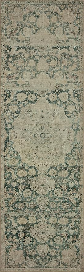 Loloi Magnolia Home by Joanna Gaines Sinclair Collection SIN-05 Jade/Sand 5'-0" x 7'-0", .25" Pile Height, Machine Washable, Area Rug