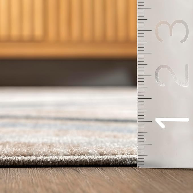 nuLOOM 2' x 8' Machine Washable Stain-Resistant Area Rug Medium Profile for Living Room, Bedroom, and Dining Room, Akari Blue