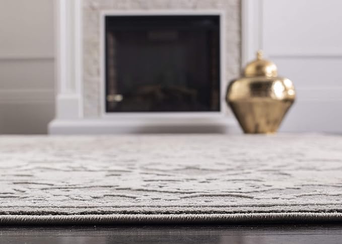 SAFAVIEH Area Rug 8x10 - Reflection Collection - Large - Dark Grey & Cream, Non-Shedding & Easy Cleaning, Ideal for Living Room, Bedroom, Dining Space (RFT665B)