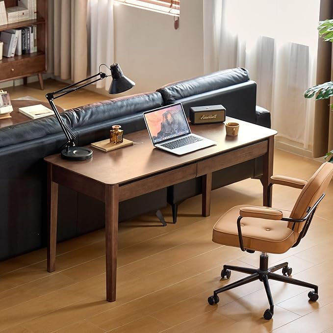 YESWOOD Vintage Solid Wood Computer Desk, Office Desk with Storage Drawers, Writing Desk for Home Office, Study 47.24" W