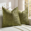 FUTEI Moss Green Flannel Throw Pillow Covers 24x24 Inch Set of 2,Soft Dimensional Textured European Cushion Cases,Modern Home Decor for Couch Living Room