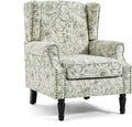UIXE High Back Accent Chair, Fabric Upholstered Armchair for Living Room, Floral Printed Wingback Arm Chair with Solid Wood Legs, Retro Nailhead Trim Single Sofa Bedroom Reading Seat - Rococo Green