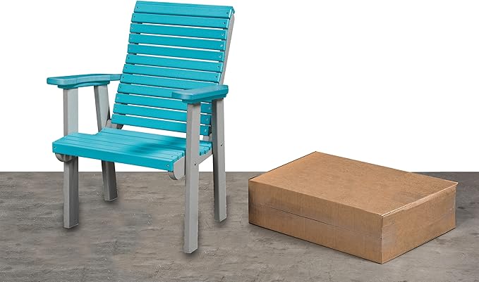 DutchCrafters Modern Horizontal Slat High Back Poly Outdoor Patio Chair (Tudor Brown & Cedar)