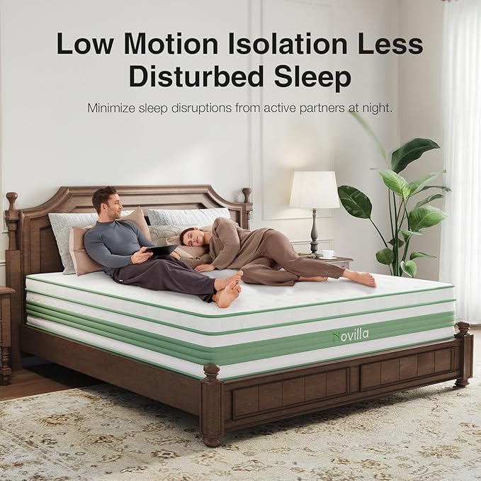 Novilla Queen Mattress 14 inch, Queen Size Hybrid Mattress in a Box with Motion Isolation,Gel Memory Foam with Pocket Springs for Support & Pressure Relief, Medium Firm Pillow Top Mattresses