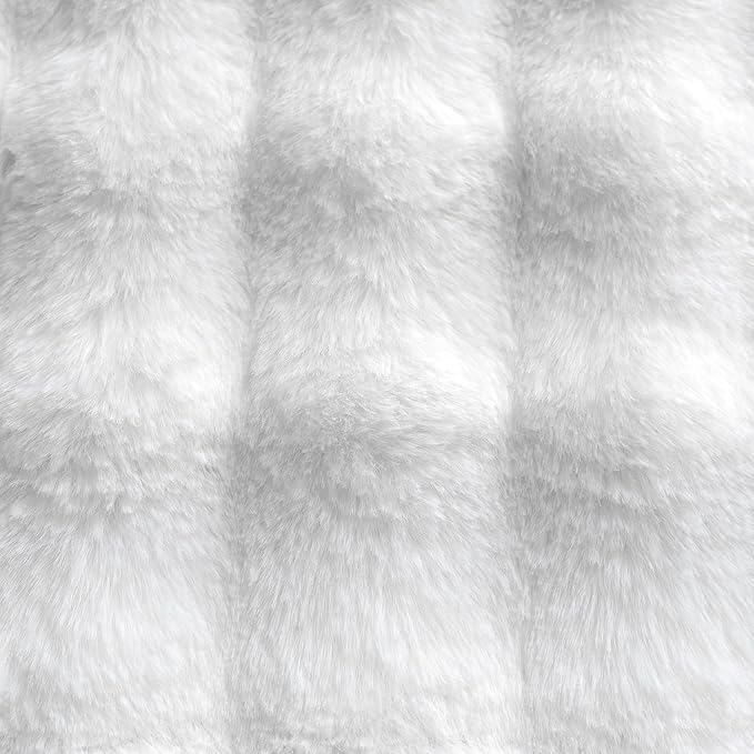 Neelvin Cream White Faux Fur Cozy Soft Double-Sided Decorative Throw Pillow Covers 12x20 inch Set of 2,Velvet Pillowcase Cushion Case for Sofa Couch