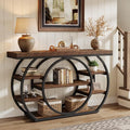 Tribesigns 47" Console Table, 5-Tier Industrial Entryway Table with Metal Frame, Narrow Sofa Table Behind Couch Accent Tables for Living Room, Hallway, Foyer, Rustic Brown