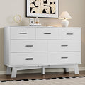 Dresser for Bedroom with 7-Drawer, 47.2" Wide Modern Chest of Drawers with Metal Handles, X-Shape Base & Adjustable Center Leg, Anti-Tip Closet Organizers and Storage