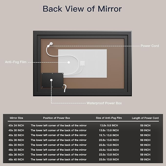ISKM Framed LED Mirror for Bathroom 40"x36", Dimmable LED Bathroom Mirror with Lights, Anti-Fog, Front and Backlit Lighted Mirror 3-Colors, Shatterproof, Memory Function