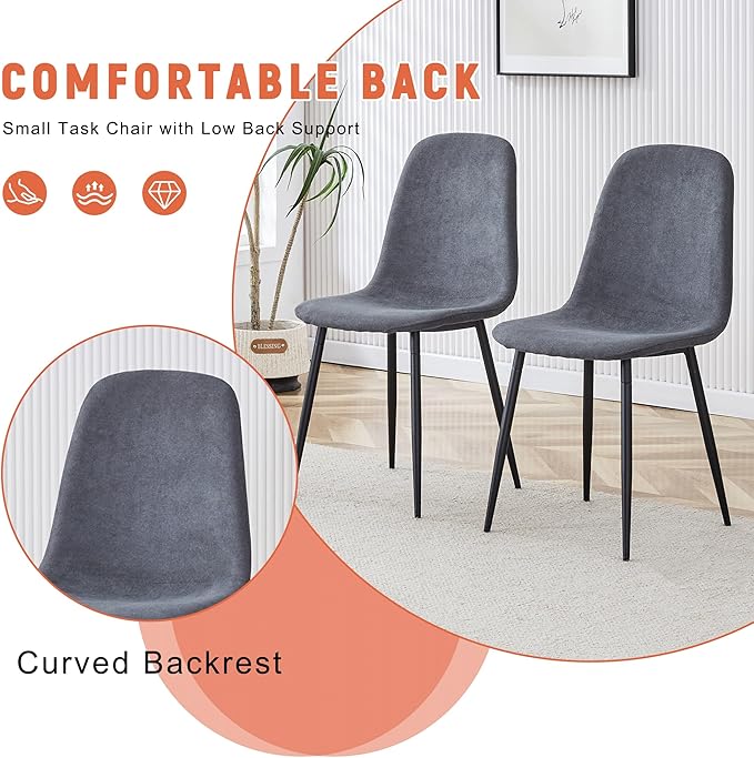 42" Round Dining Table Set for 4 with Storage, 5 Piece Round Dining Table Set with Fabric Chairs, Round Kitchen Table and Chairs for 4 with Thick Wood Top, Roman Column Pedestal, Space-Saving