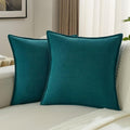 FUTEI Teal Chenille Throw Pillow Covers 24x24 Inch Set of 2,Edges Double-Stitched European Cushion Cases,Modern Home Decor for Couch Living Room